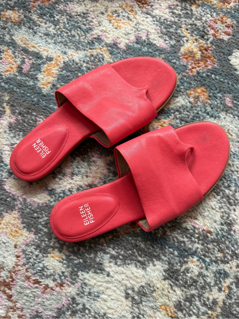 Eileen Fisher Coral-Red Slide Sandals